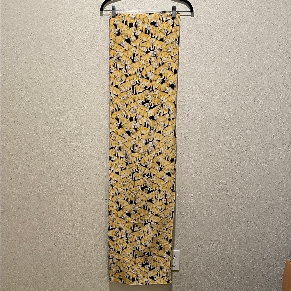 Charles Jourdan Yellow and Black Bulldog Silk Scarf